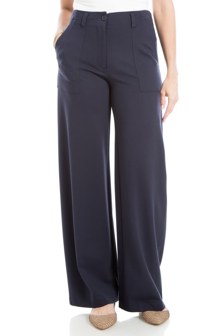 Ponte High Waist Wide Leg Pants, Alternate, color, DARK NAVY