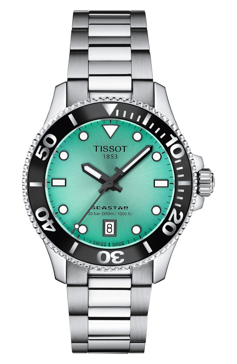 Tissot Seastar 1000 Turquoise Dial Bracelet Watch, 36mm, Main, color, 