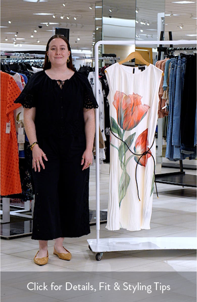 Floral Pleat Satin Midi Dress, sales video thumbnail