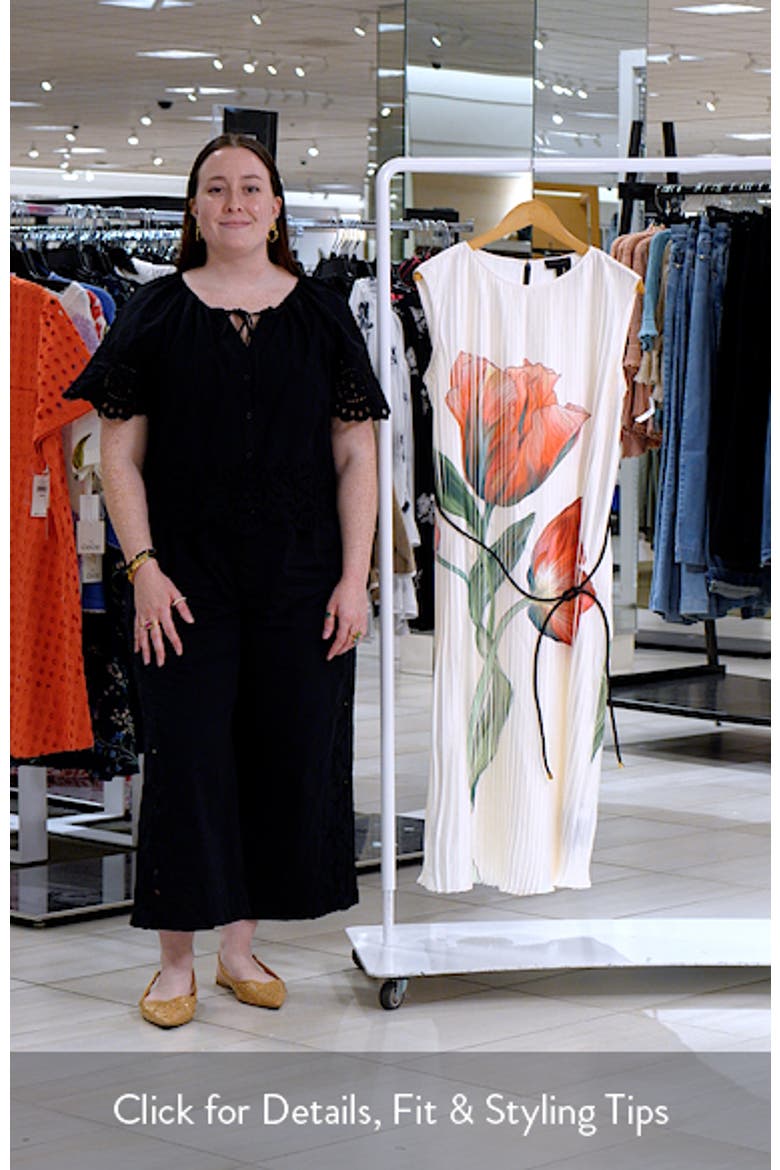 Floral Pleat Satin Midi Dress video