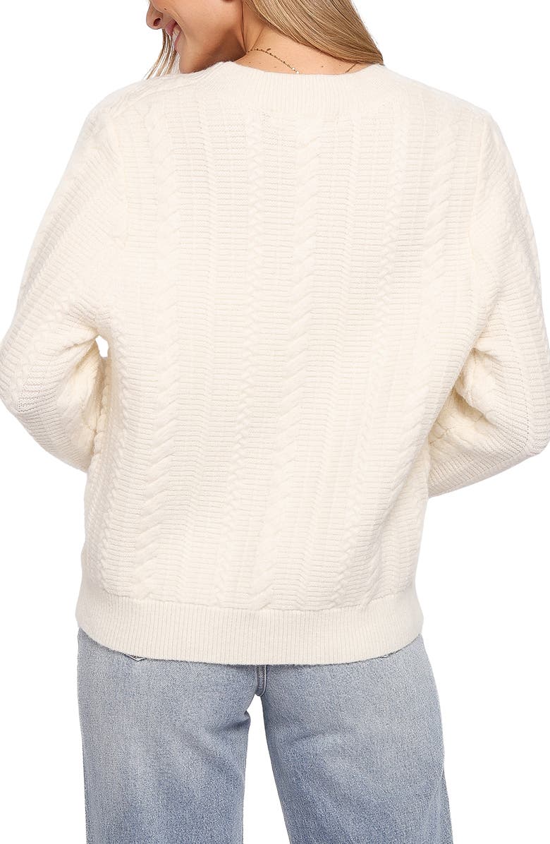 Petal & Pup Bree Velvet Bow Cardigan, Alternate, color, Cream