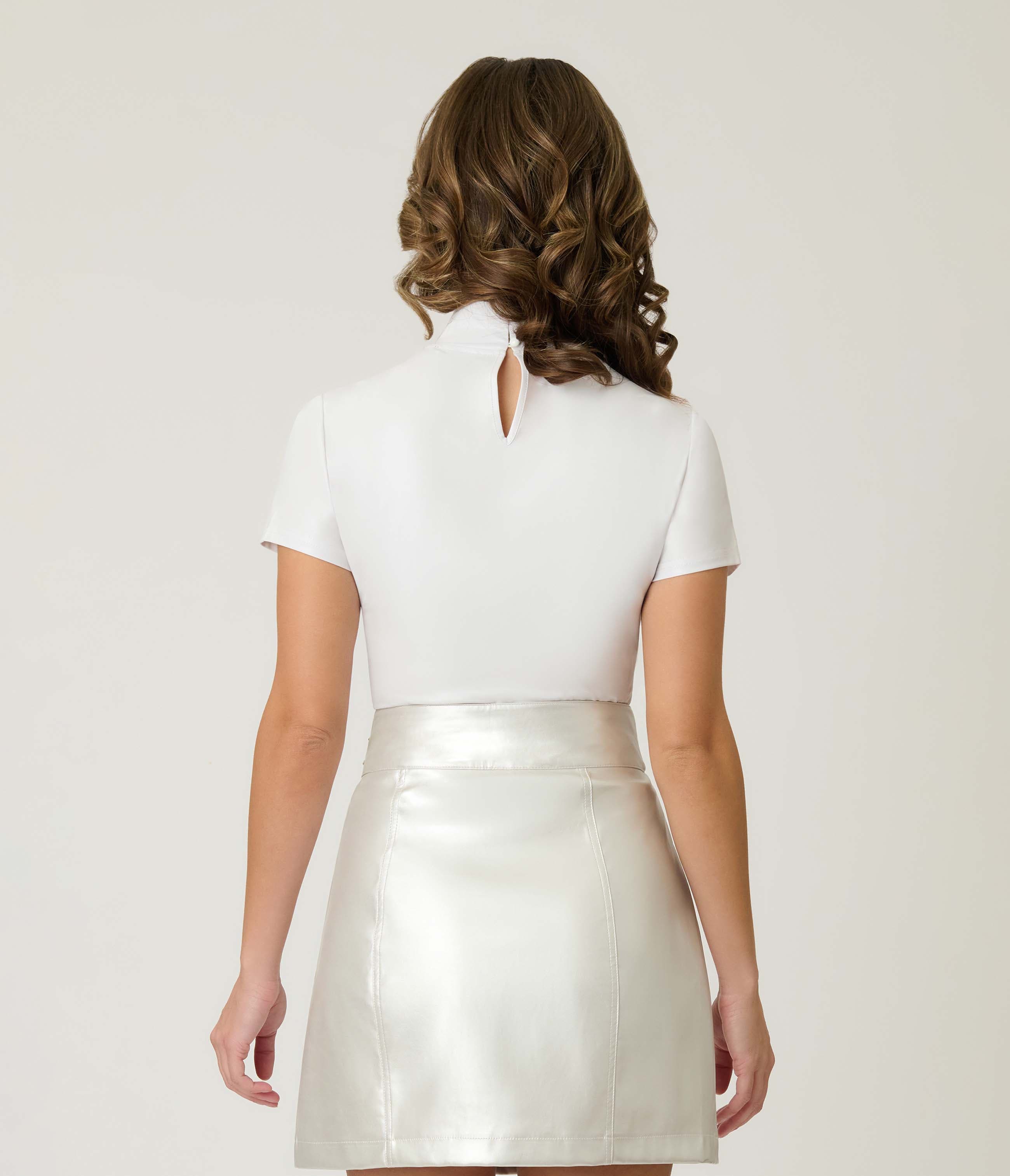 Turtleneck Short Sleeve Knit Crop Top - image 2