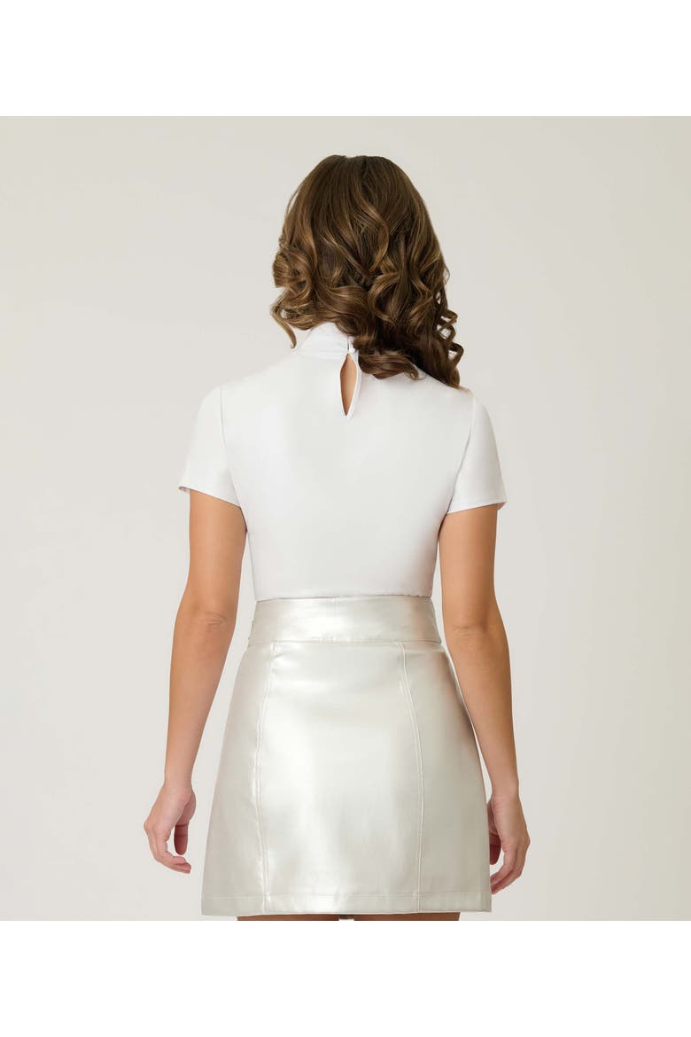 Turtleneck Short Sleeve Knit Crop Top, Alternate, color, White Solid