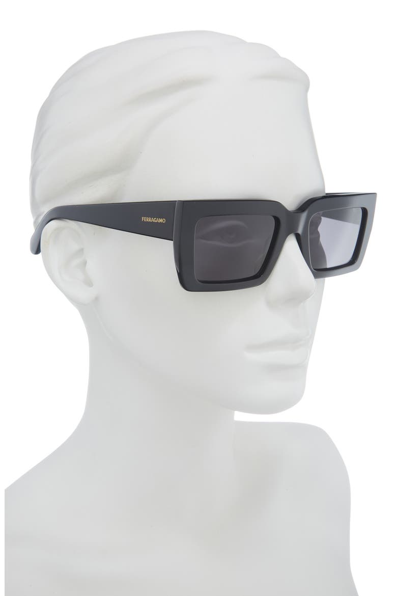 54mm Rectangular Sunglasses, Alternate, color, BLACK