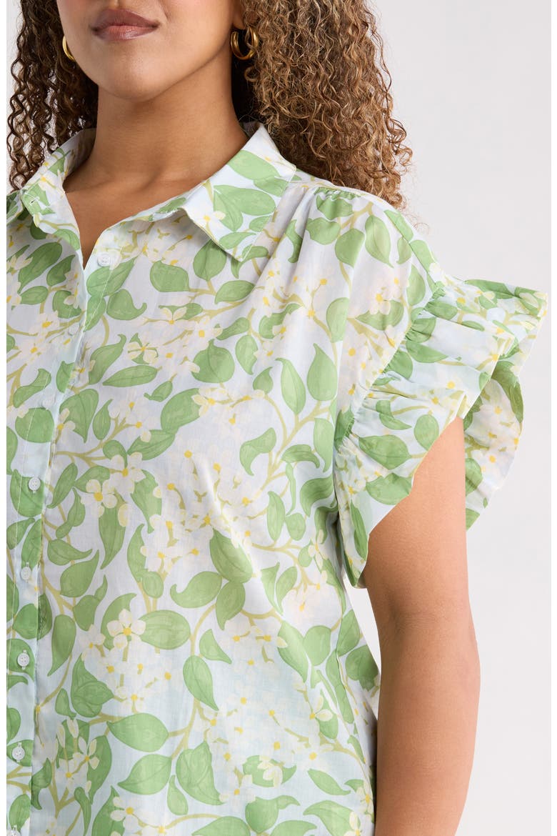 Kiany Floral Ina Short Sleeve Button-Up Shirt, Alternate, color, LIGHT BLUE GREEN