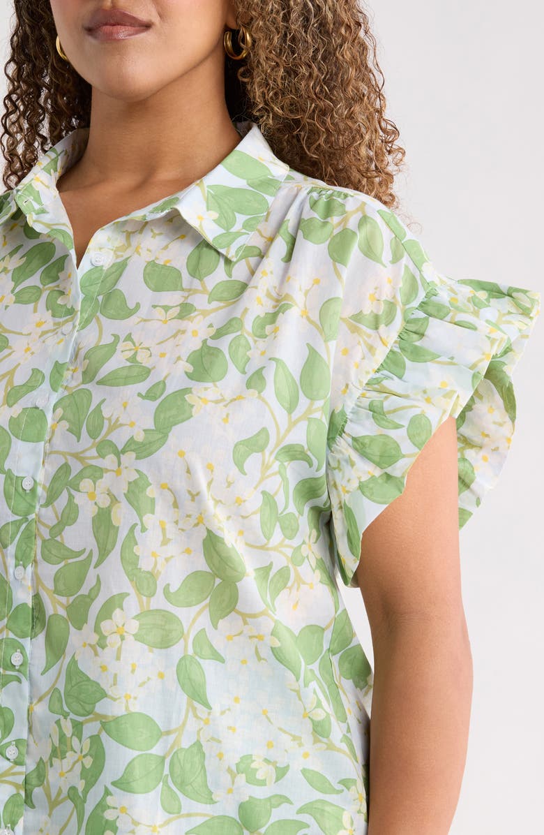 SUGARLIPS Kiany Floral Ina Short Sleeve Button-Up Shirt, Alternate, color, Light Blue Green