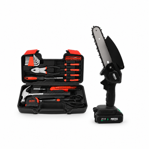 Cordless Mini Chainsaw & 39-Piece Household Tool Kit