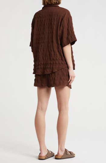 Crinkle Cover-Up Top & Shorts Set