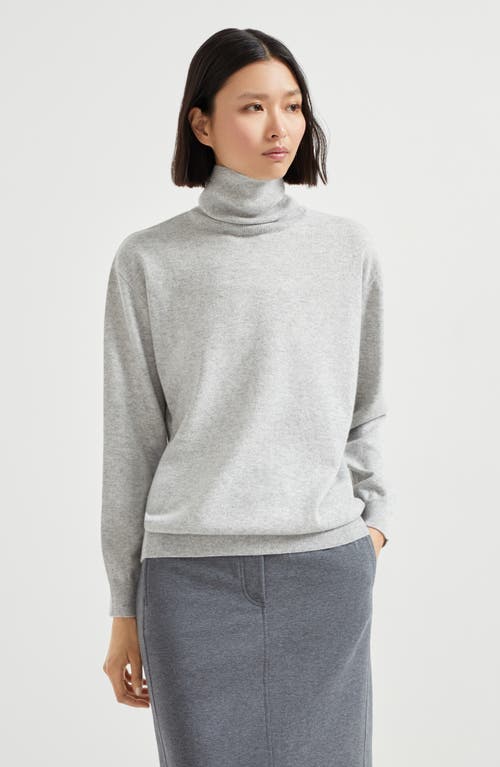 Brunello Cucinelli Light Grey Turtleneck In Cashmere Blend In Gray
