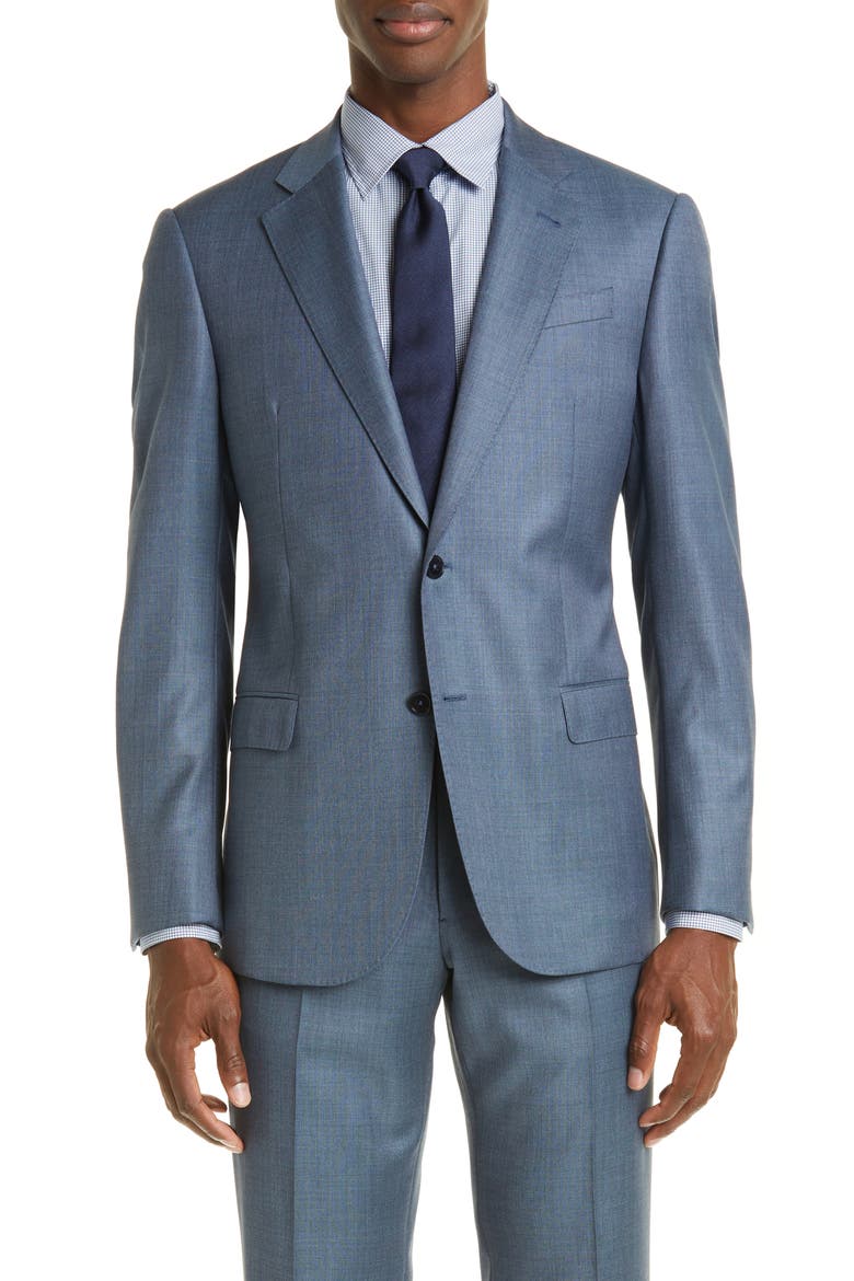 G-Line Blue Mélange Wool Suit, Alternate, color, BLUE GREY