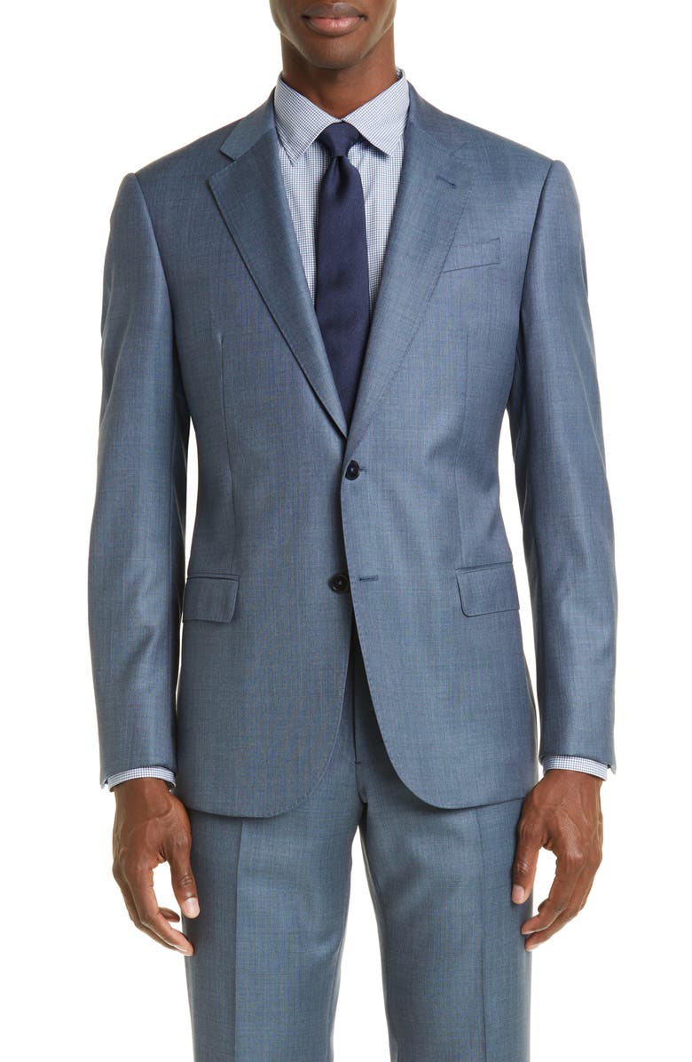 Emporio Armani G-Line Blue Mélange Wool Suit, Alternate, color, Blue Grey