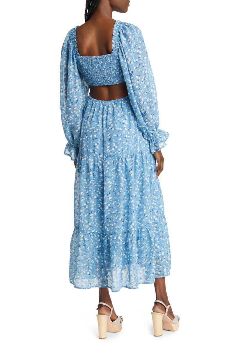 MOON RIVER Floral Long Sleeve Tiered Midi Dress, Alternate, color, 
