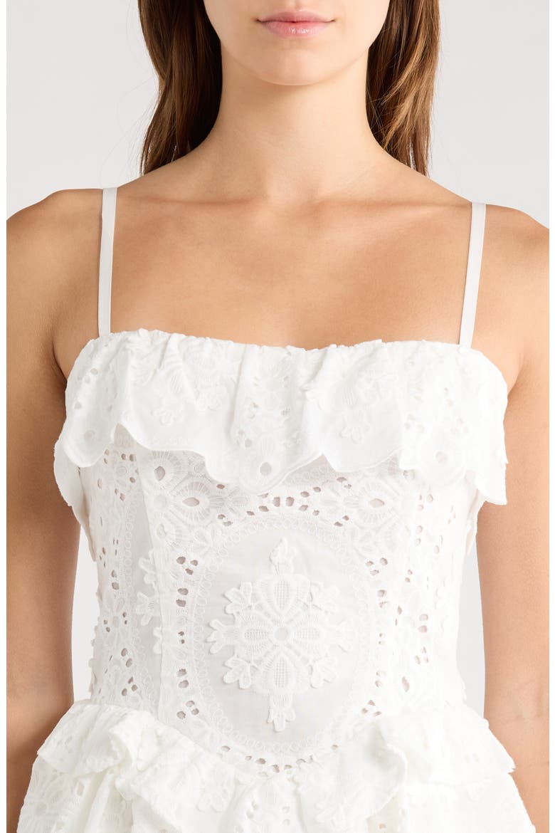 Ruffle Handkerchief Hem Cotton Broderie Anglaise Sundress, Alternate, color, WHITE