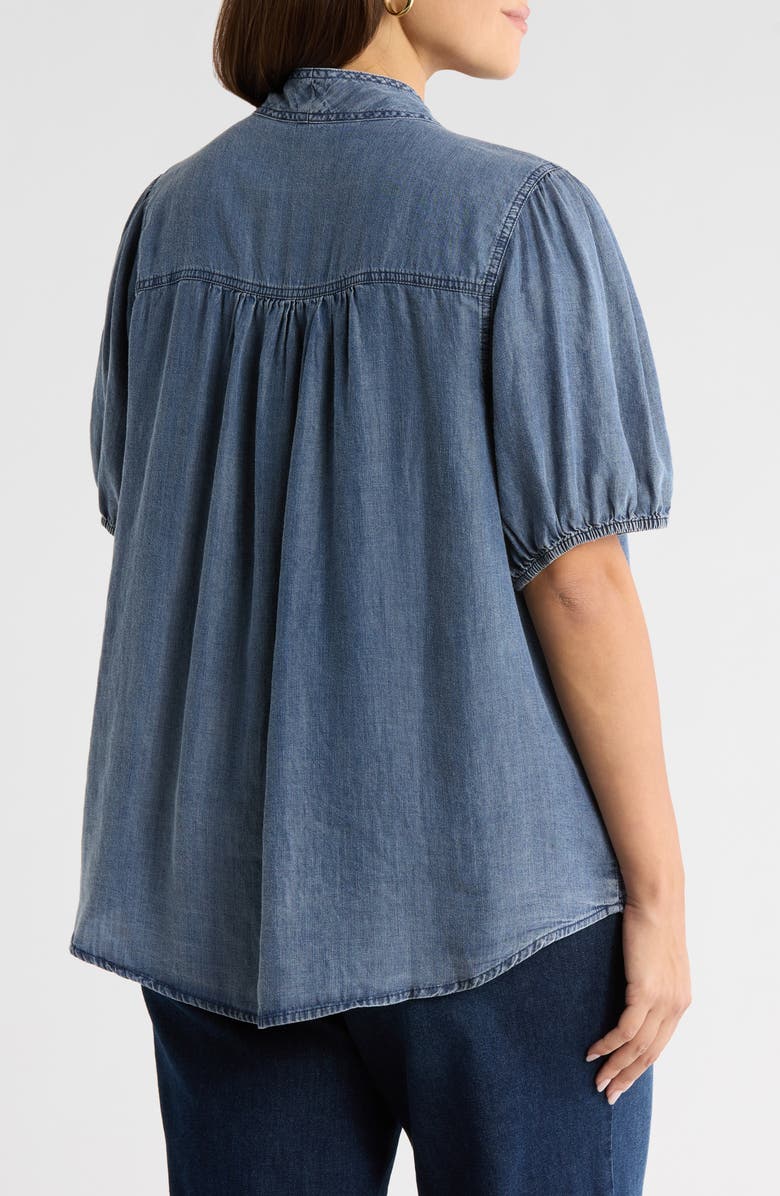 SUGARLIPS Georgina Tie Neck Chambray Top, Alternate, color, Medium-Chambray