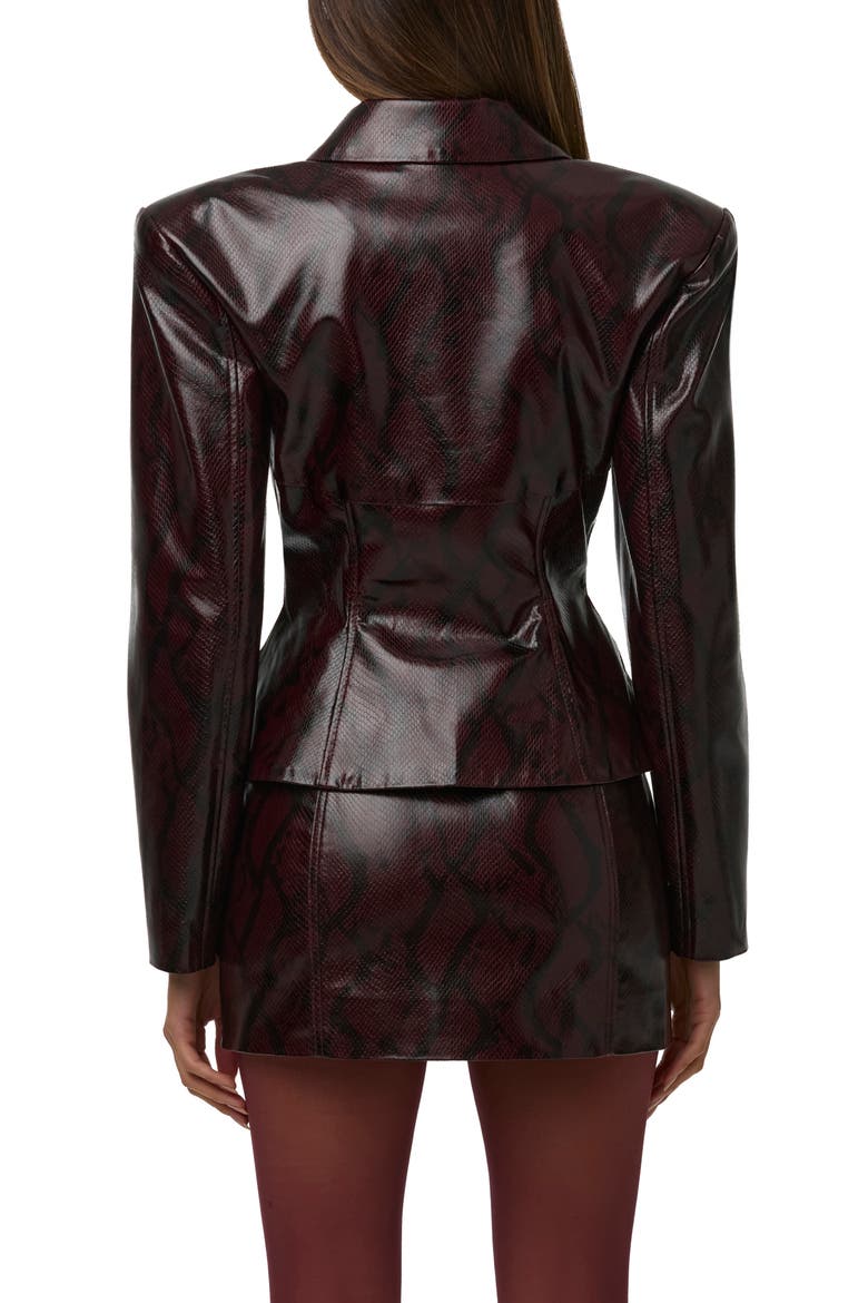 Python Embossed Faux Leather Blazer, Alternate, color, BURGUNDY PYTHON
