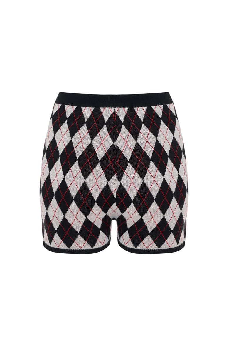 Daydreamers Argyle Knit Mini Short, Alternate, color, BLACK