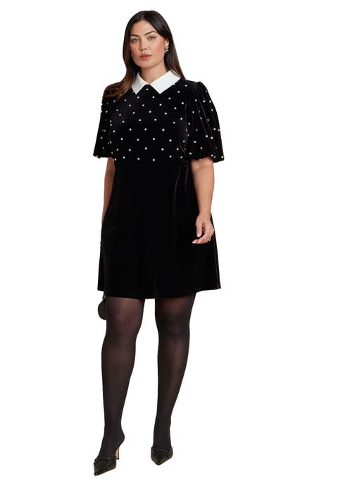 Embellished Puff Sleeve Mini Dress (Plus)