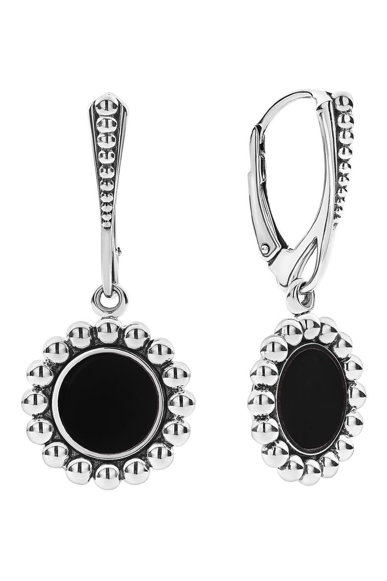 Maya Circle Drop Earrings, Alternate, color, SILVER/ ONYX