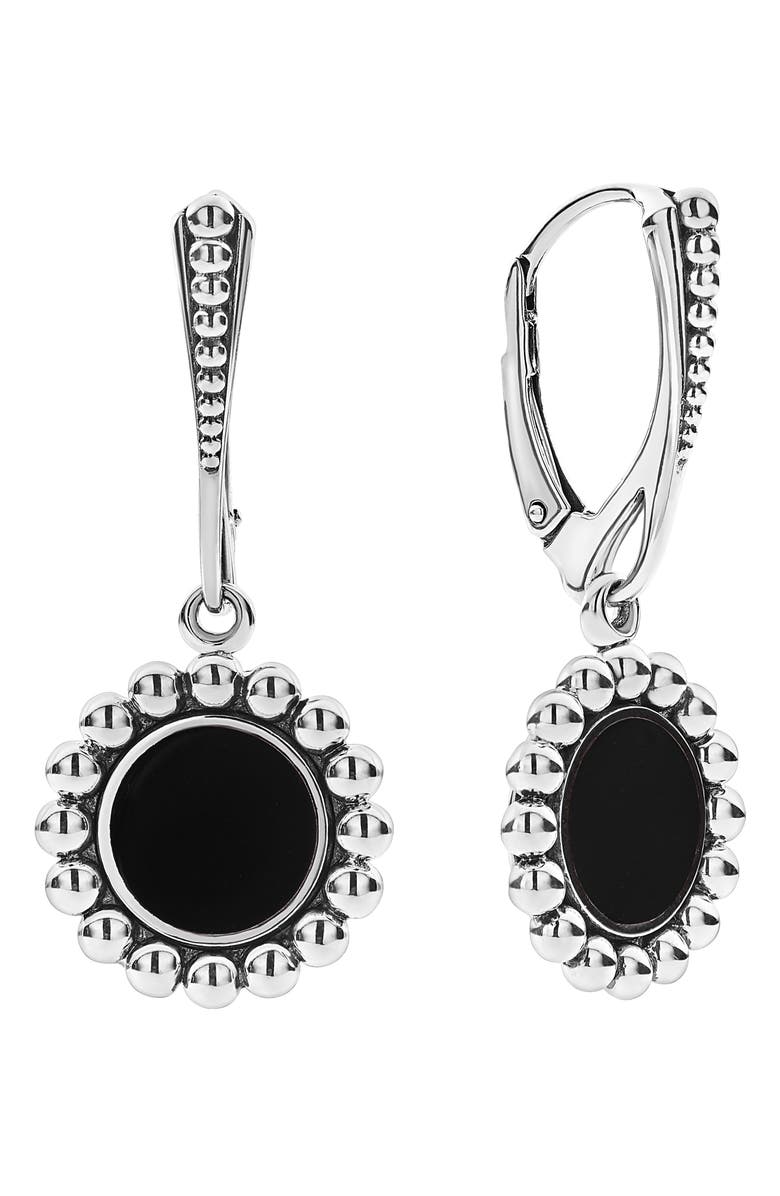 LAGOS Maya Circle Drop Earrings, Alternate, color, Silver/ Onyx