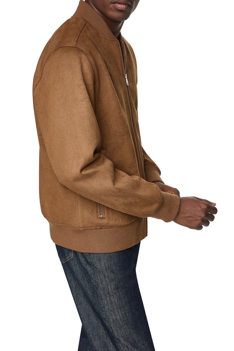 Faux Suede Bomber Jacket, Alternate, color, COGNAC