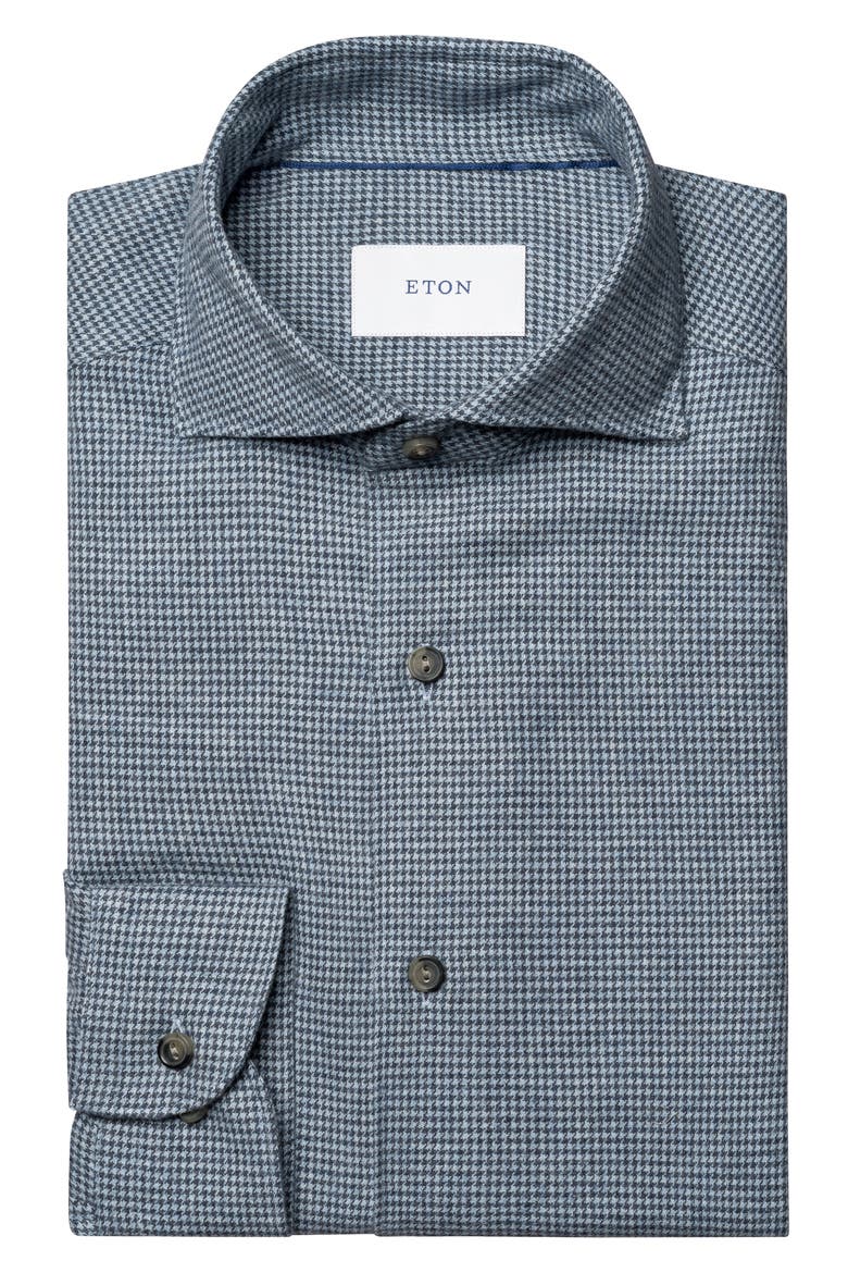 Houndstooth Check Flannel Shirt, Alternate, color, MEDIUM BLUE