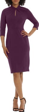 Donna Morgan Crepe Three-Quarter Sleeve Sheath Dress