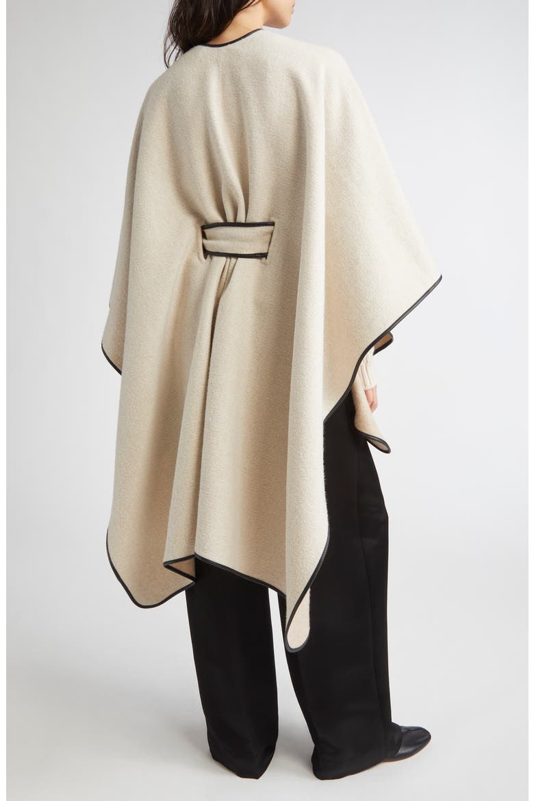 Leather Piped Wool & Cashmere Belted Cape, Alternate, color, ECRU / OATMEAL