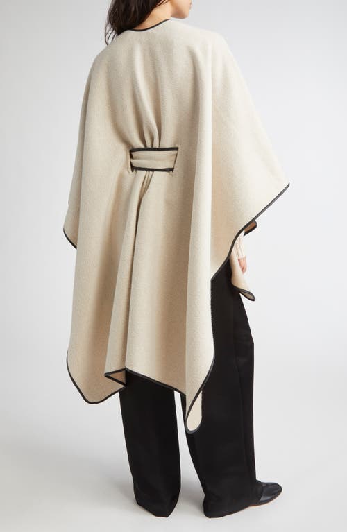 Johnstons Of Elgin Leather Piped Wool & Cashmere Belted Cape In Neutral