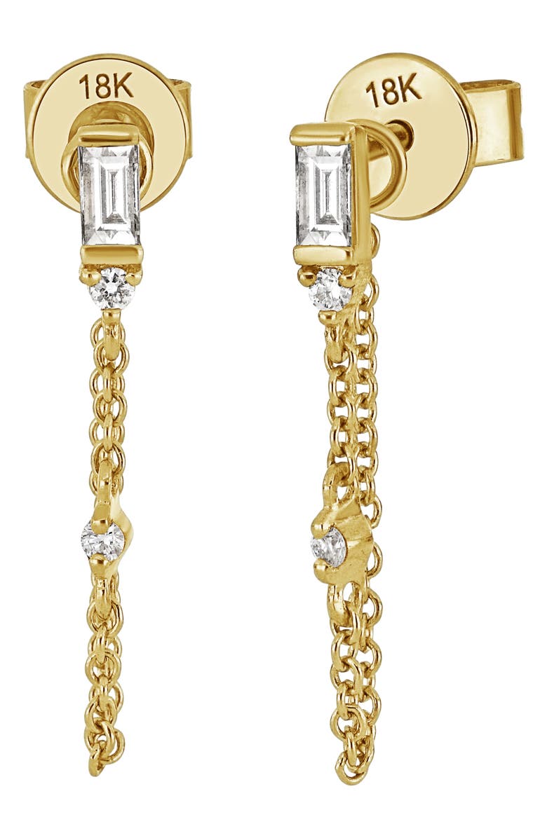 Bony Levy Getty Baguette Diamond Chain Drop Earrings, Main, color, 