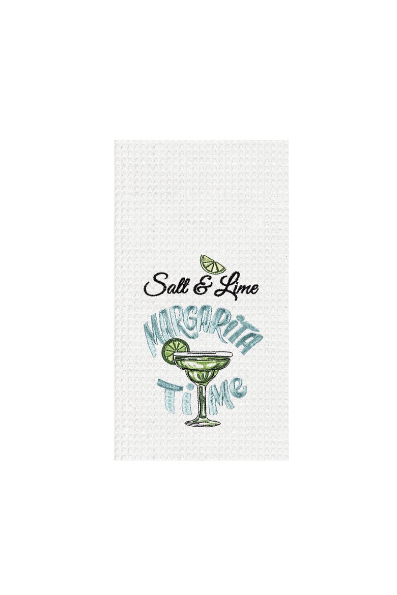 "Salt & Lime It's Margarita Time" Waffle Weave Dishtowel, Main, color, Blue