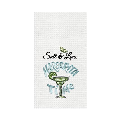 "Salt & Lime It's Margarita Time" Waffle Weave Dishtowel