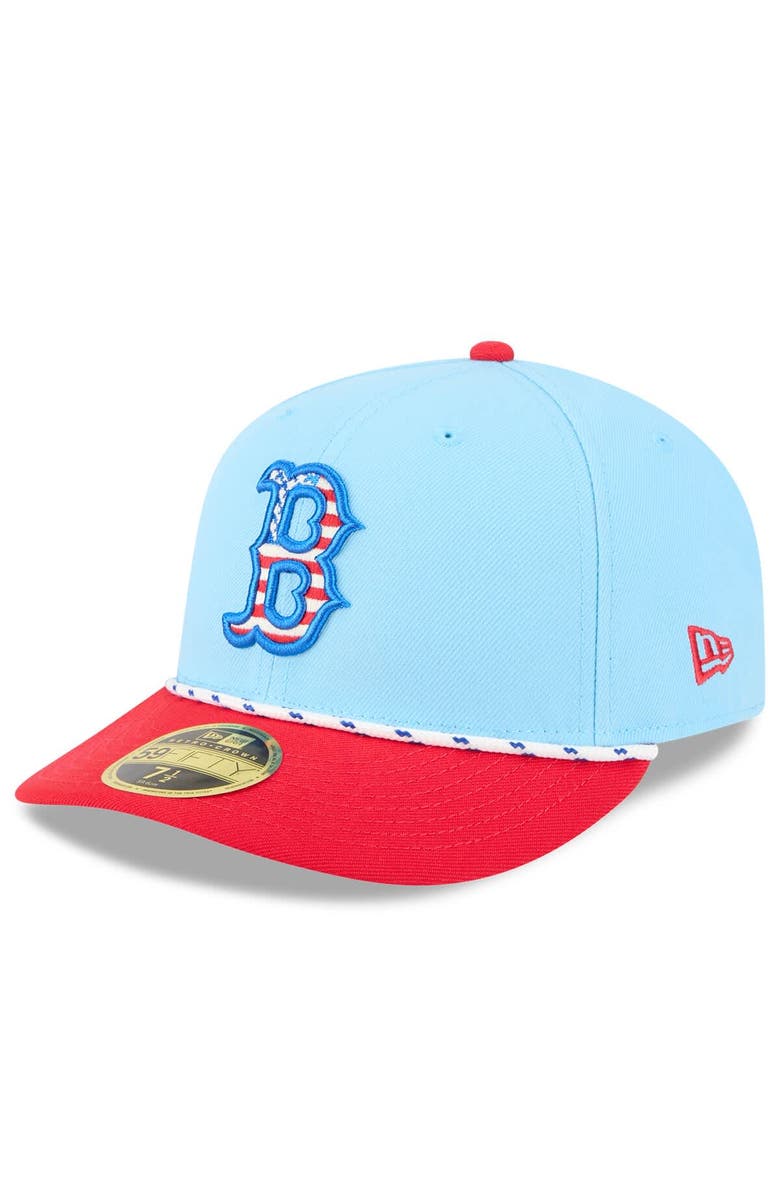 New Era Men's New Era Light Blue/Red Boston Red Sox 2025 Fourth of July Low Profile 59FIFTY Fitted Hat, Main, color, 