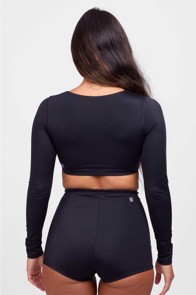 Avalon Long Sleeve Crop Rashie, Alternate, color, Black