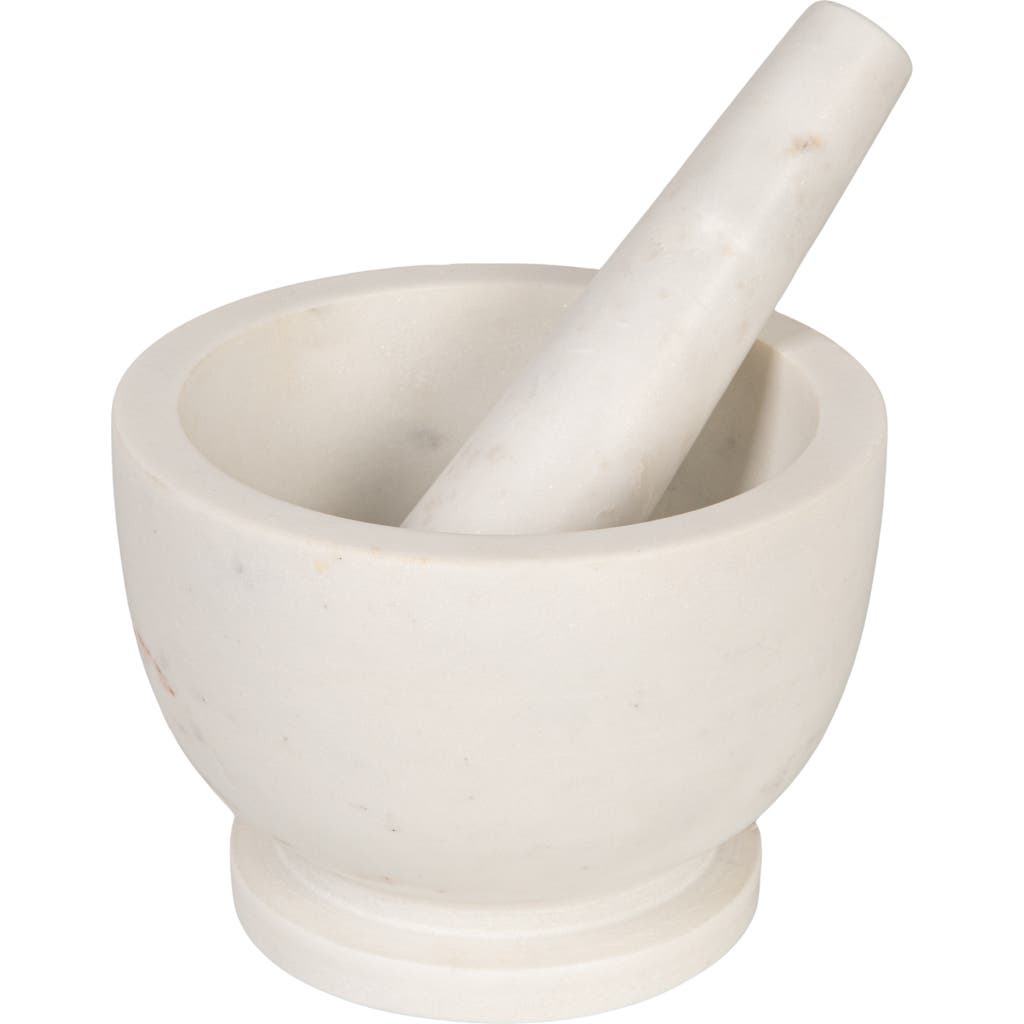 Storied Home Marble Mortar And Pestle, White
