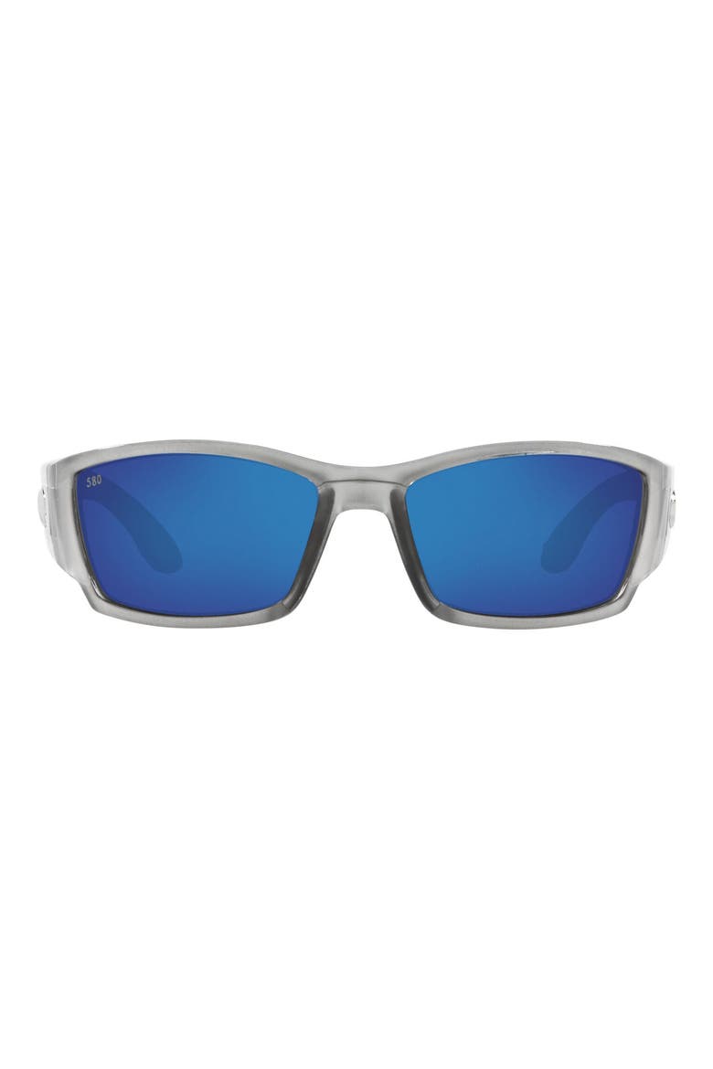 61mm Polarized Wraparound Sunglasses, Main, color, MATTE SILVER