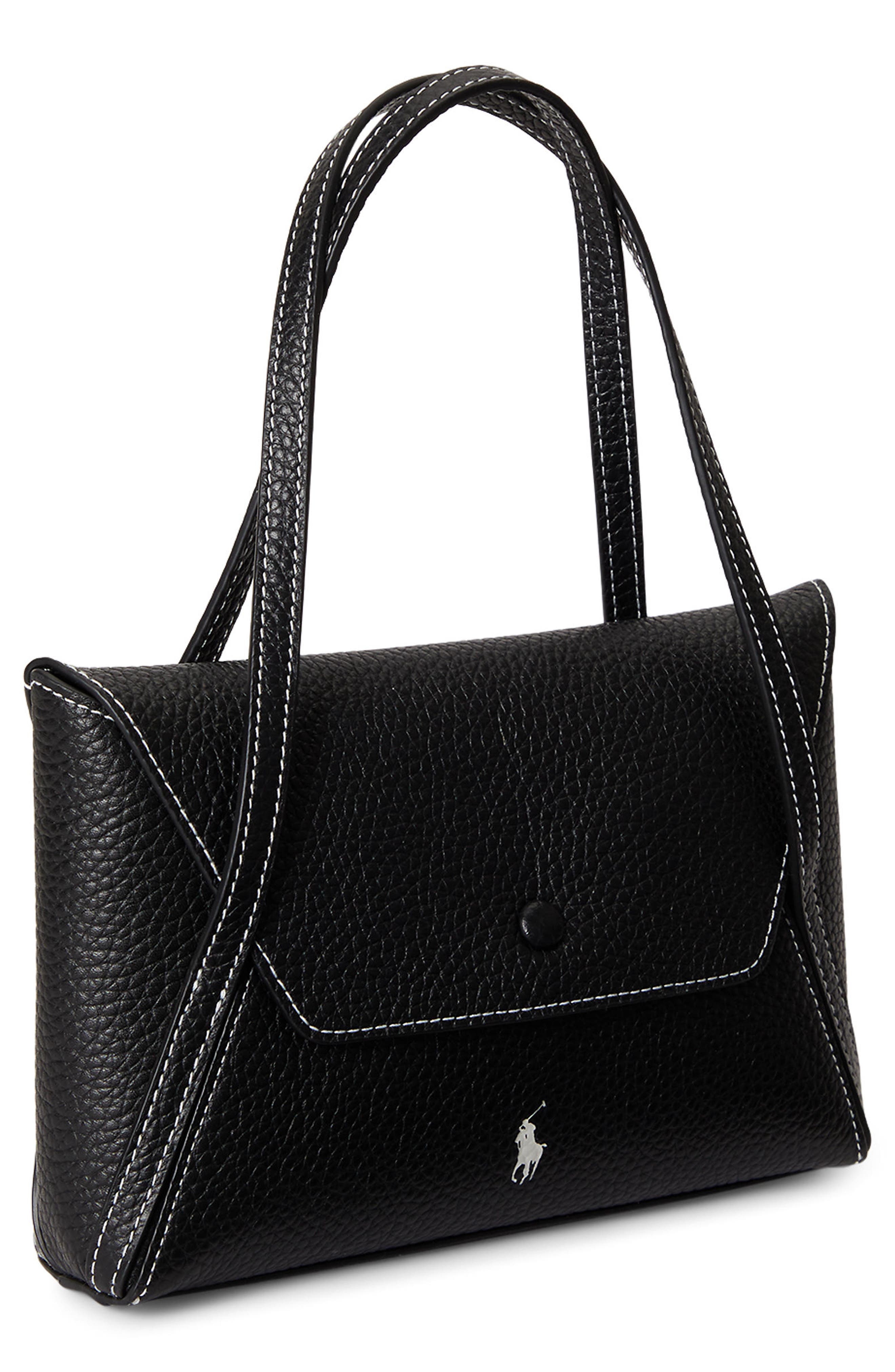 Polo Ralph Lauren Polo Play Pebble Leather Envelope Shoulder Bag, Alternate, color, Black