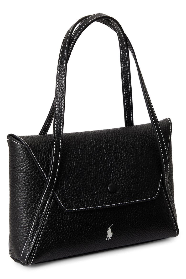 Polo Play Pebble Leather Envelope Shoulder Bag, Alternate, color, BLACK