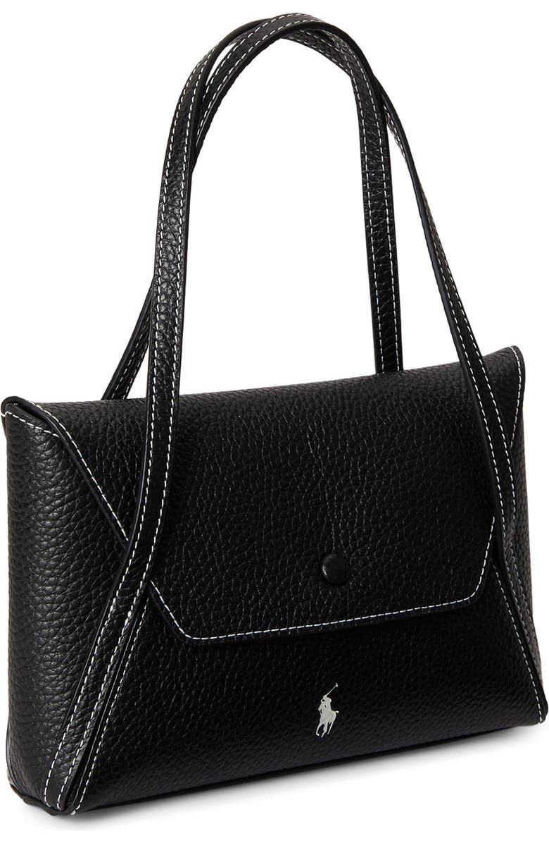 Polo Ralph Lauren Polo Play Pebble Leather Envelope Shoulder Bag, Alternate, color, Black