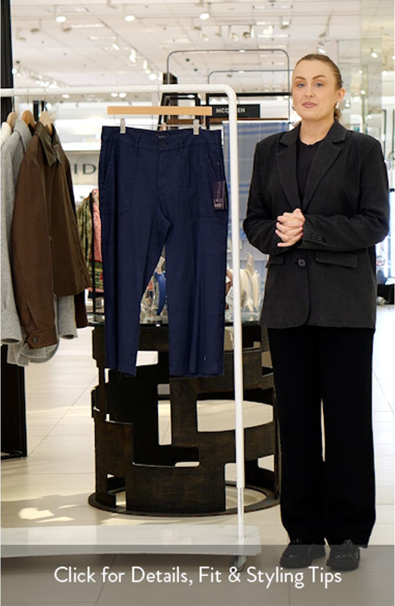 Wide Leg Crop Linen Blend Pants, sales video thumbnail