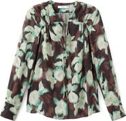 MANGO Floral Shirred Yoke Top