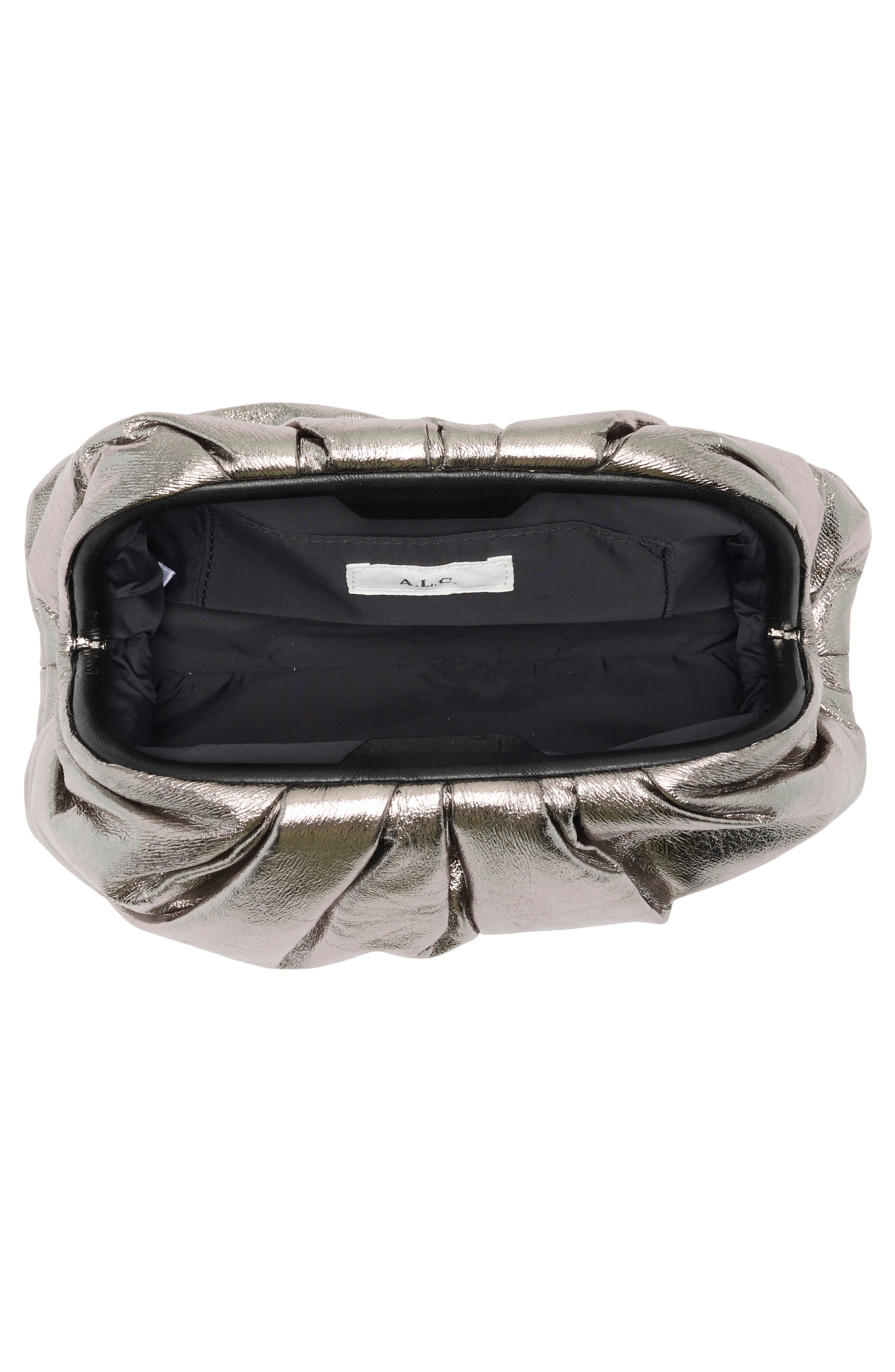 A.L.C. Milo Metallic Clutch, Alternate, color, Smoky Silver
