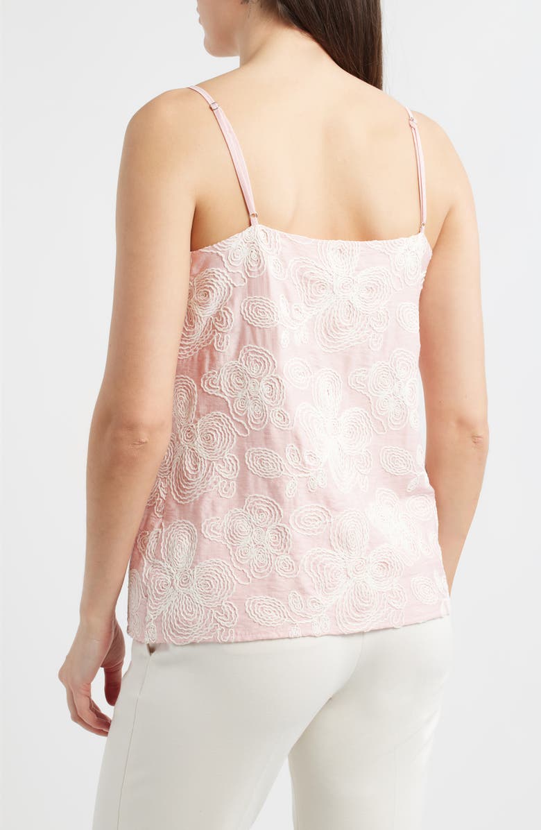 Anne Klein Floral Embroidered Camisole, Alternate, color, Rose Water/ White Dove