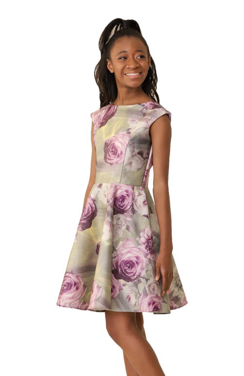 Un Deux Trois Cap Sleeve Boat Neck Dress In Longer Length In Purple