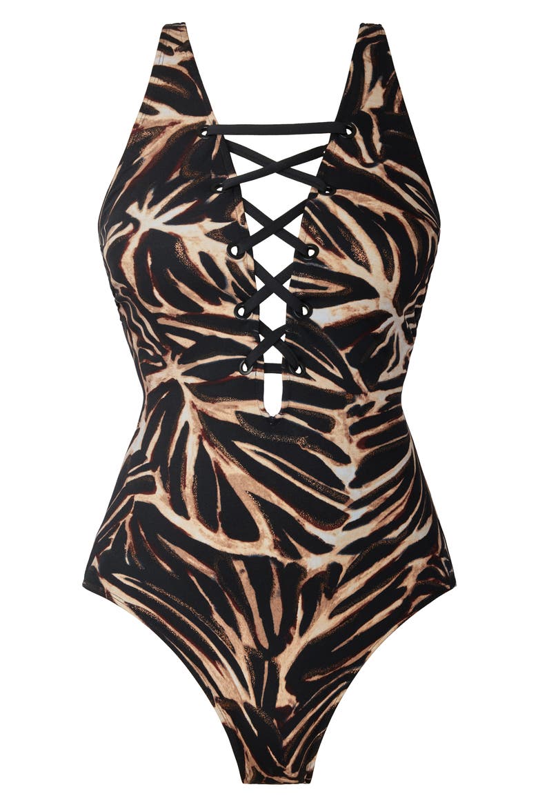 Steffi Metallic Desert Mirage One-Piece Swimsuit, Alternate, color, BLACK/ MULTI
