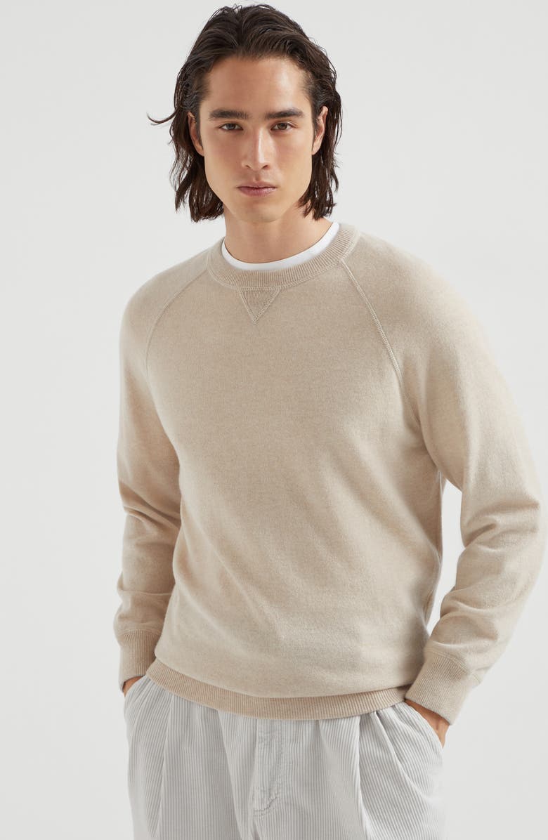 Brunello Cucinelli Sweatshirt-style sweater, Alternate, color, Sand