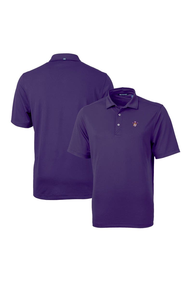 Men's Cutter & Buck Purple ECU Pirates Team Logo Virtue Eco Pique Recycled Polo, Main, color, Purple