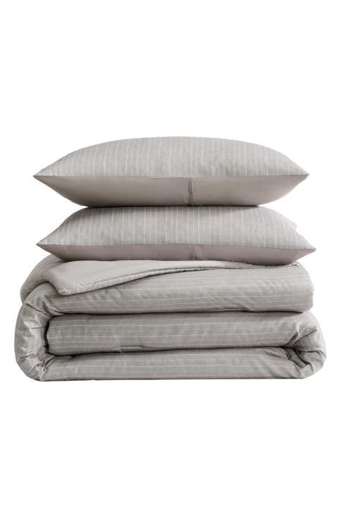 Linen Texture Stripe Comforter Set