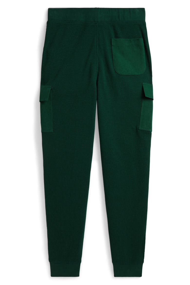 Kids' Waffle Knit Cotton Cargo Joggers, Alternate, color, MOSS AGATE