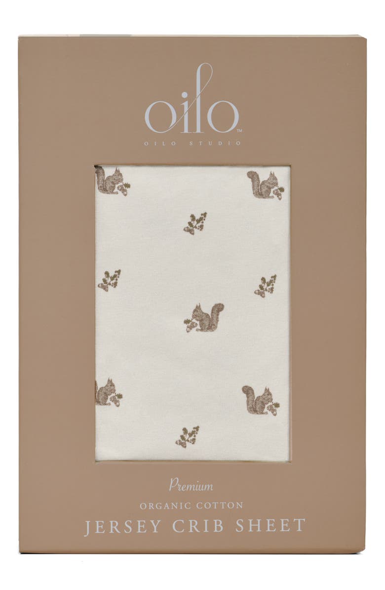 Oilo Print Organic Cotton Crib Sheet, Main, color, Eggshell