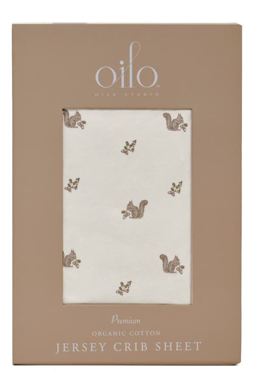 Oilo Print Organic Cotton Crib Sheet In Eggshell